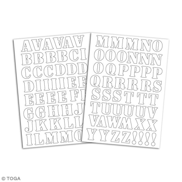 Stickers textiles thermocollants - Alphabet Café blanc - 98 pcs - Photo n°2