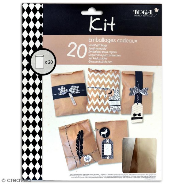 Kit créatif Emballages cadeaux en  Kraft - Toga - 20 paquets - Photo n°1