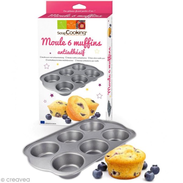 Moule à muffins anti adhésif - 6 gâteaux - Photo n°1