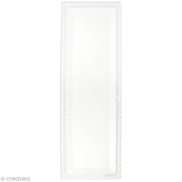 Plat dentelle Rectangulaire - Blanc - Plastique - 13 x 40 cm - Photo n°1