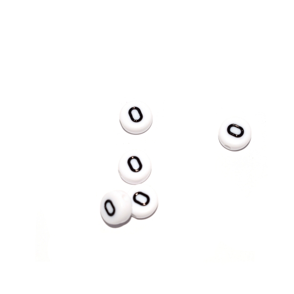 Perle ronde chiffre 0 acrylique blanc 7 mm - Photo n°1