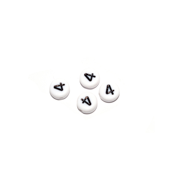 Perle ronde chiffre 4 acrylique blanc 7 mm - Photo n°1