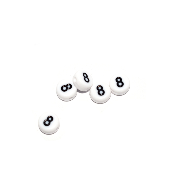 Perle ronde chiffre 8 acrylique blanc 7 mm - Photo n°1