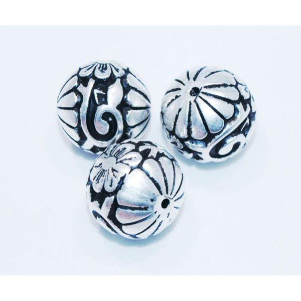 Acrylique Perles Fleur 3pcs - Argent Antique, Perles de Faux, de Perles de verre Boucles d'oreilles, - Photo n°1