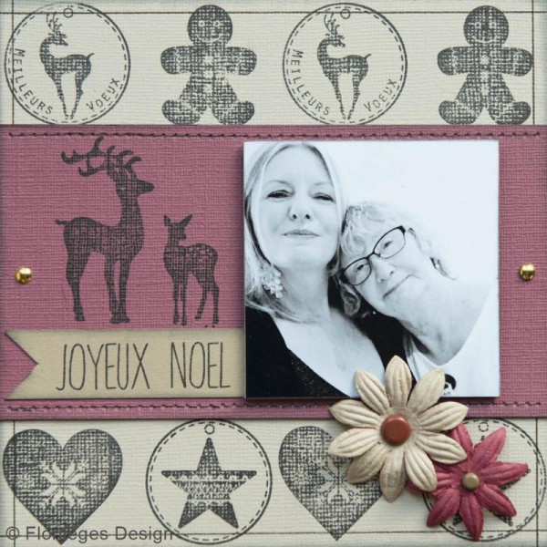 Tampon Noël - Fantaisies Nordiques - Coeurs Joyeuses fêtes - 4 x 15 cm - Photo n°3