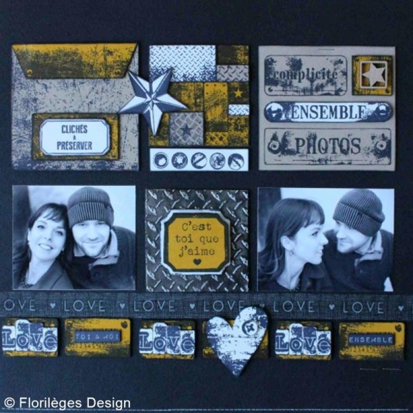 Tampon Mariage - Métal & Rouille - Love métallisé - 3 x 6 cm - Photo n°2