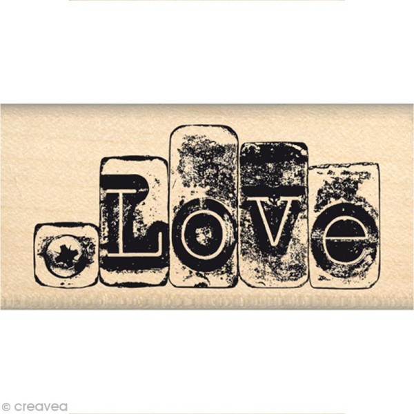 Tampon Mariage - Métal & Rouille - Love métallisé - 3 x 6 cm - Photo n°1