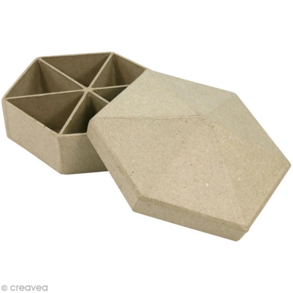 Boîte hexagone à compartiments - 12,5 x 12,5 cm - Photo n°1