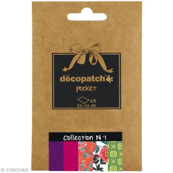 Papiers Décopatch Pocket - Collection n°1 - 30 x 40 cm - 5 pcs - Photo n°1