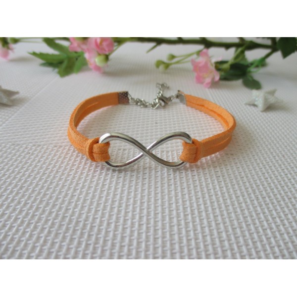 Kit bracelet suédine orange et lien infini platine - Photo n°1