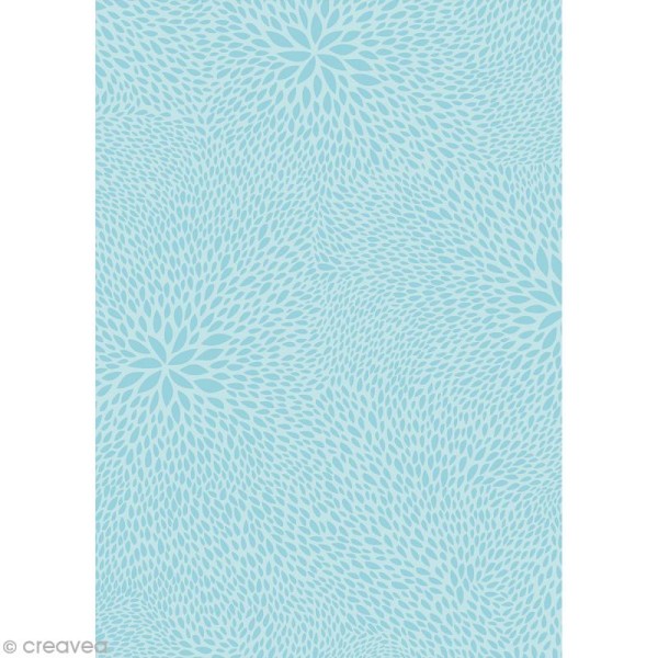 Décopatch Bleu motifs rosaces 701 - 1 feuille - Photo n°1