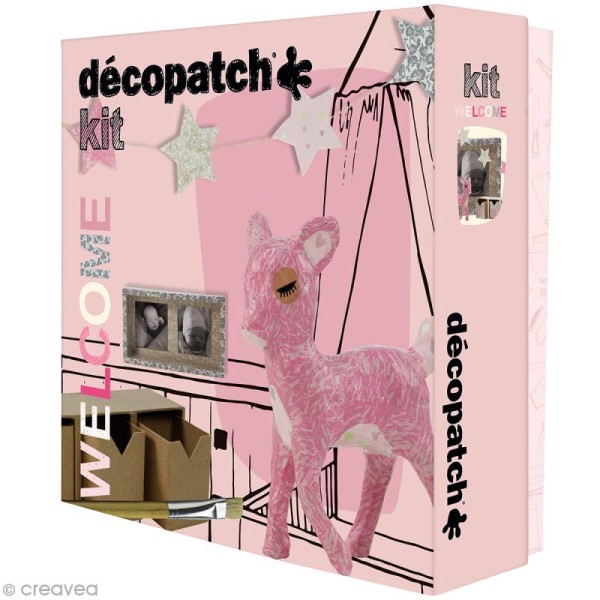 Kit créatif Welcome Décopatch - Faon et boîtes - Photo n°1