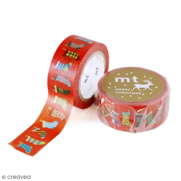 Masking Tape Noël - Chaussettes de Noël - 20 mm x 7 m - Photo n°1