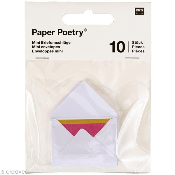 Mini enveloppes et cartes Hot Foil Blanc - 4,5 x 3 cm - 10 pcs - Photo n°3