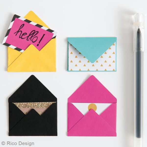 Mini enveloppes et cartes Hot Foil Rose - 4,5 x 3 cm - 10 pcs