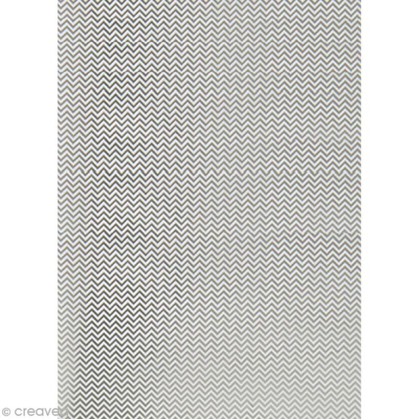 Papier Paper patch Hot Foil Zig Zag - Argenté - 30 x 40 cm - Photo n°1