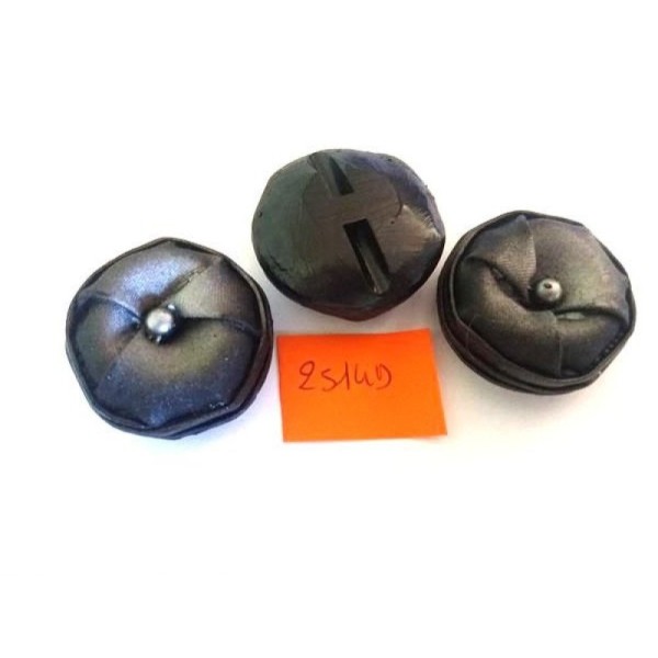 3 Boutons résine gris / noir - 33mm – 2514D - Photo n°1