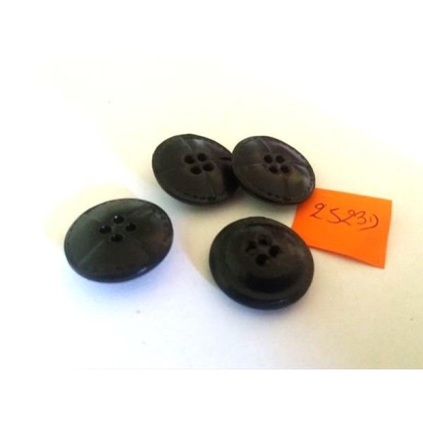 4 Boutons cuir - noir - 24mm – 2523D - Photo n°1