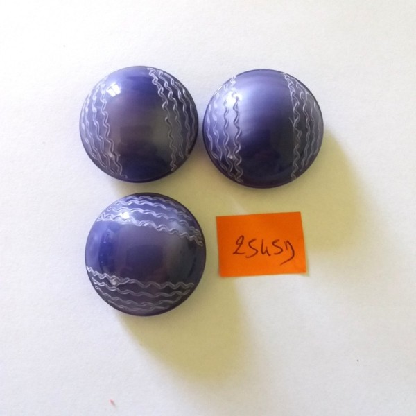 3 Boutons résine - violet - 31mm – 2545D - Photo n°1