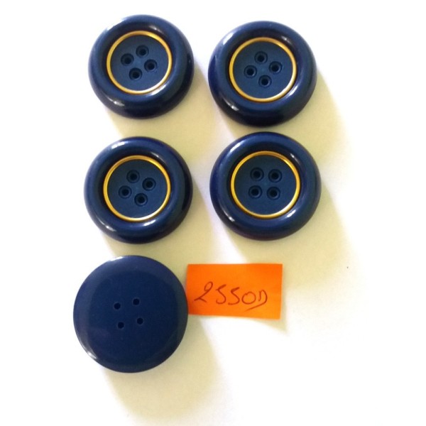 4 Boutons résine - bleu - 30mm – 2550D - Photo n°1
