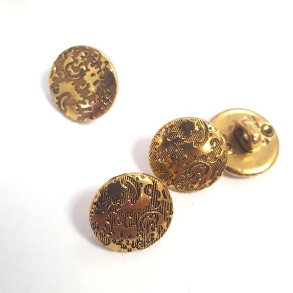 1 Bouton métal doré , plaqué or , motif d’arabesques – 14mm – 61T - Photo n°1