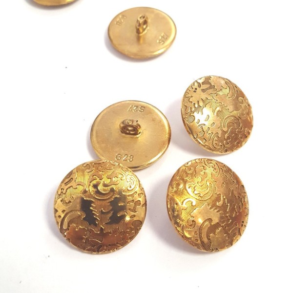 1 Bouton métal doré , plaqué or , motif d’arabesques – 23mm – 62T - Photo n°1