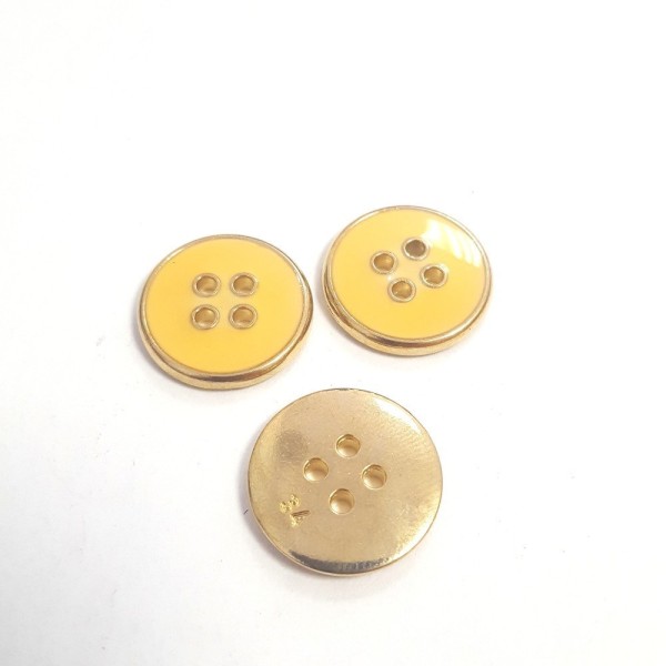 3 Boutons métal doré et email jaune – 20mm – 94T - Photo n°1