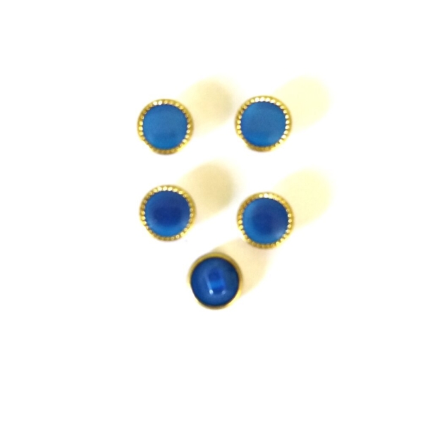 5 Boutons résine doré et bleu – 13mm –117T - Photo n°1