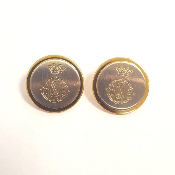 2 Boutons métal doré et argenté , armoiries «  NS » – 21mm –123T - Photo n°1
