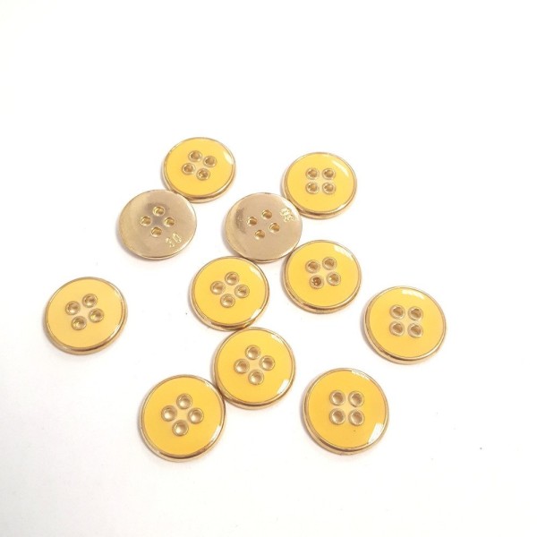 11 Boutons métal doré et jaune – 15mm –133T - Photo n°1