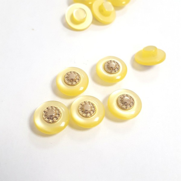 6 Boutons résine jaune et doré – 12mm –149T - Photo n°1