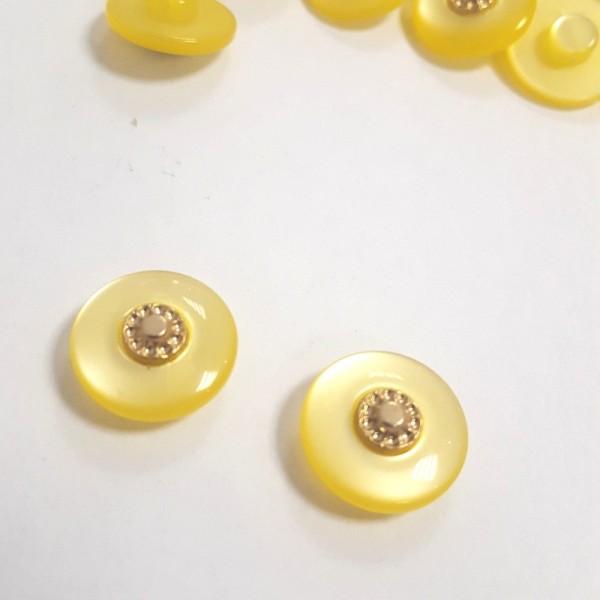 2 Boutons résine jaune et doré – 15mm –151T - Photo n°1