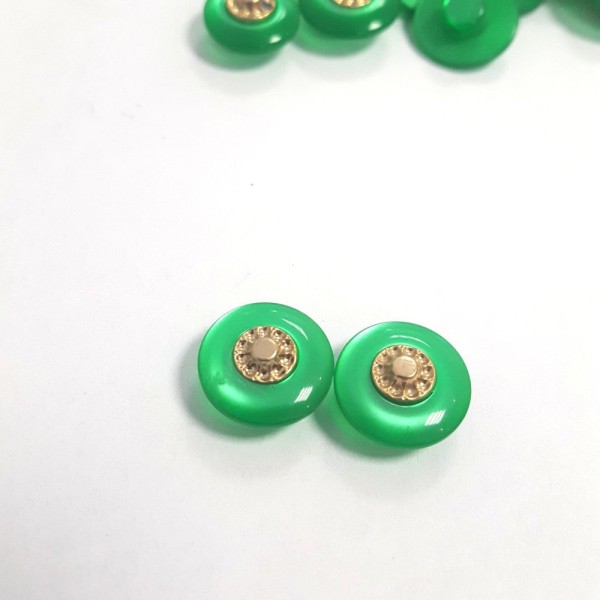 2 Boutons résine vert et doré – 13mm –158T - Photo n°1