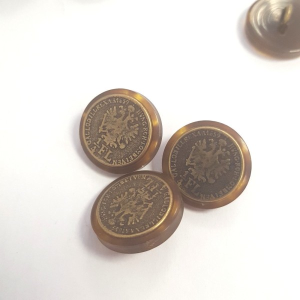 3 Boutons résine bronze , imitation pièce de monnaie – 18mm –182T - Photo n°1