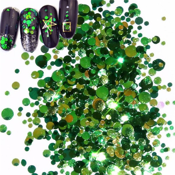 12 Couleurs Vert Mix Nail Art Paillettes Holographiques Chunky Kit de Cheveux, Manucure Maquillage p - Photo n°2