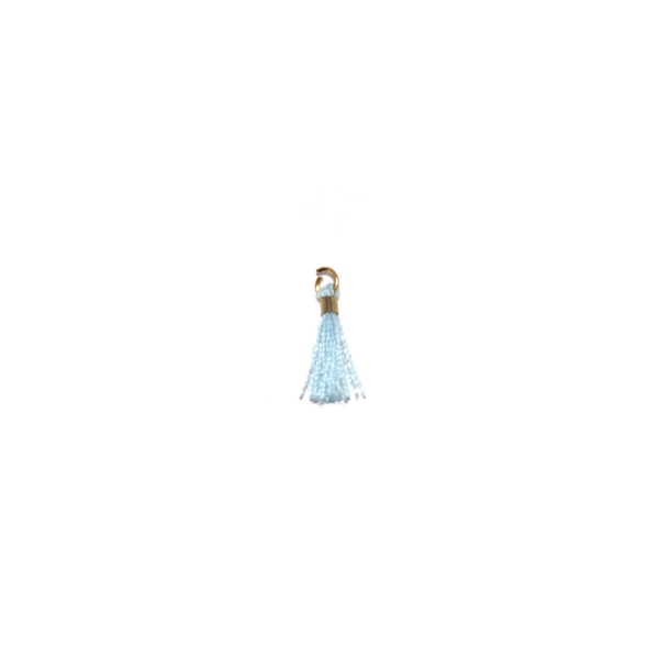 Mini pompon bleu clair 10 mm - anneau doré - Photo n°1