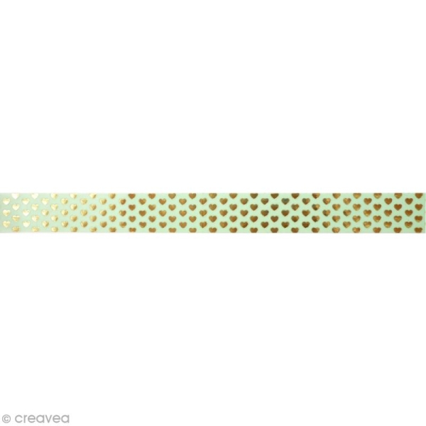 Masking tape métallisé - Coeur - Doré - 1,5 cm x 10 m - Photo n°2