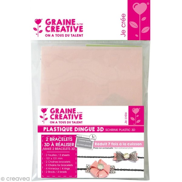 Kit plastique dingue - 2 Bracelets - Rose & Transparent - Photo n°1