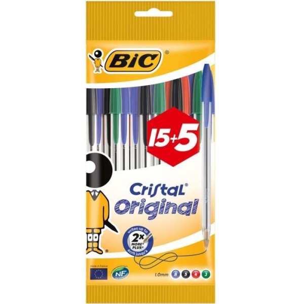 Pochette de 15 stylos billes BIC Cristal + 5 gratuits - Photo n°3