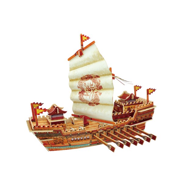 Navire Tower Ship Louchuan - kit en bois - 88 pièces à assembler - 33x20.5x27 cm - à partir de 6 an - Photo n°1