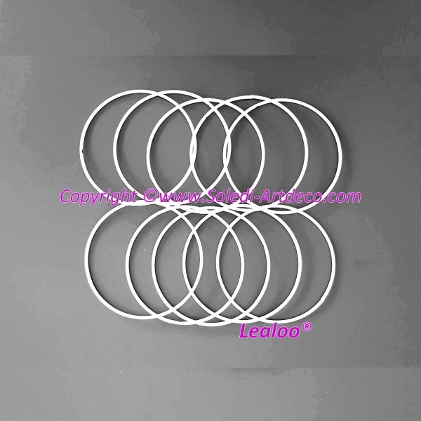 Lot de 10 Cercles métalliques blanc diamètre 10 cm pour abat-jour, Anneaux en epoxy Attrape rêves - Photo n°2