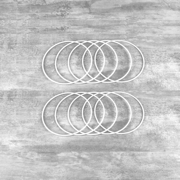 Lot de 10 Cercles métalliques blanc diamètre 10 cm pour abat-jour, Anneaux en epoxy Attrape rêves - Photo n°1
