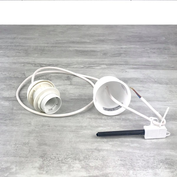 Câble électrique blanc avec Douille E27 pour Suspension lampe, Cordon longueur 1.2 m, avec cache-dou - Photo n°3