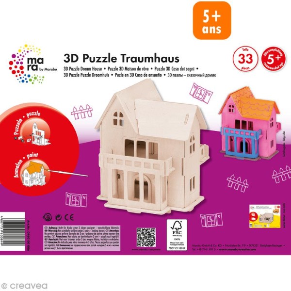 Puzzle en bois 3D Maison de rêve - 33 pièces - Photo n°1