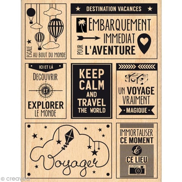 Tampon bois Voyage magique - 100 x 130 mm - Photo n°1