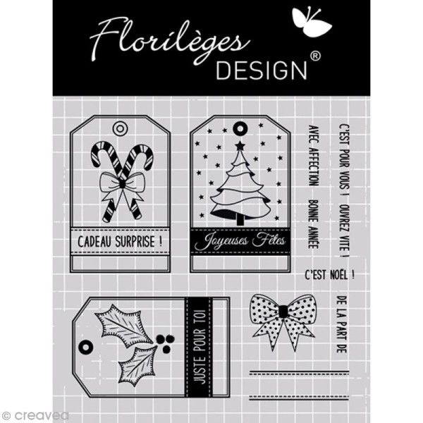 Tampon clear Florilèges Design Noël - Etiquettes à cadeaux - 11 tampons - Photo n°1