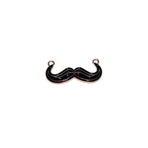 Moustache émaillé noir métal doré 15x34 mm - Photo n°1