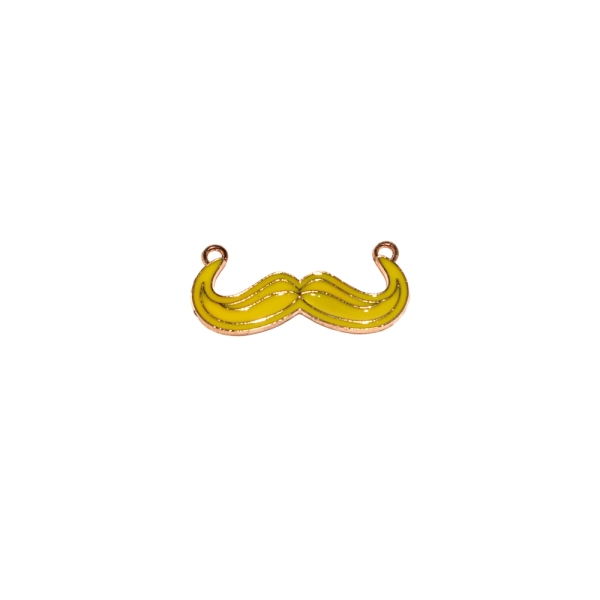 Moustache émaillé jaune métal doré 15x34 mm - Photo n°1