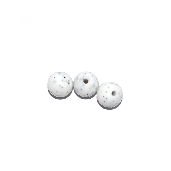 Perle ronde 12 mm silicone granite blanc - Photo n°1