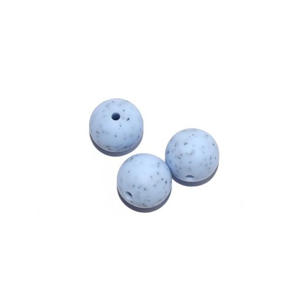 Perle ronde 15 mm silicone granite bleu - Photo n°1